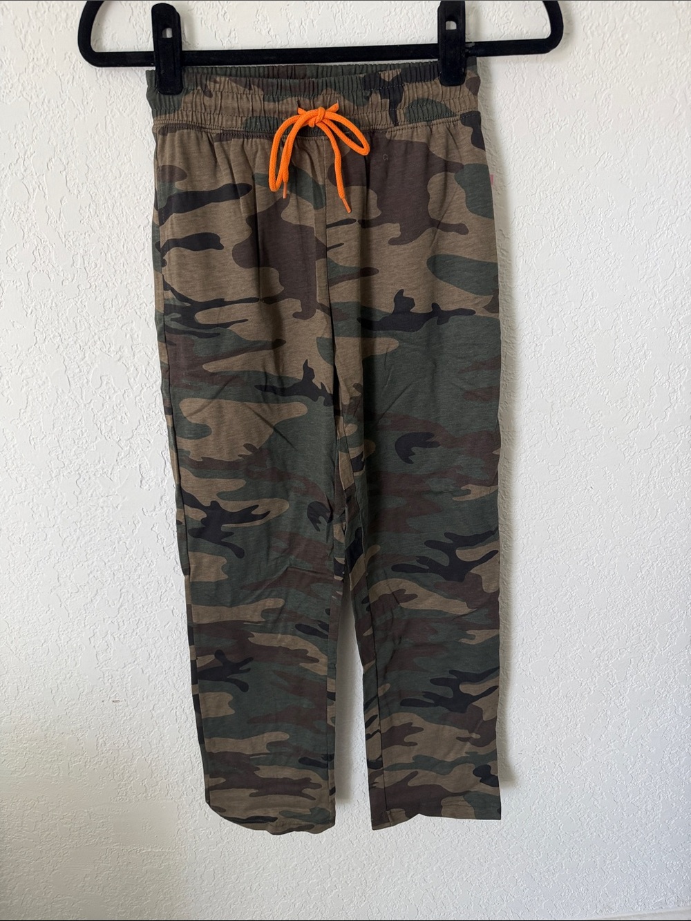 NWT Camo Straight Sweat Pants with Orange Drawstring